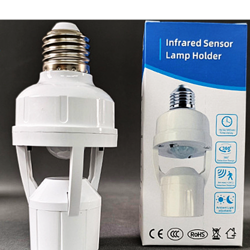 Smart Infrared PIR Motion Sensor E27 Bulb Holder | Auto On/Off Socket Switch | Energy Saving Lamp Base with packaging